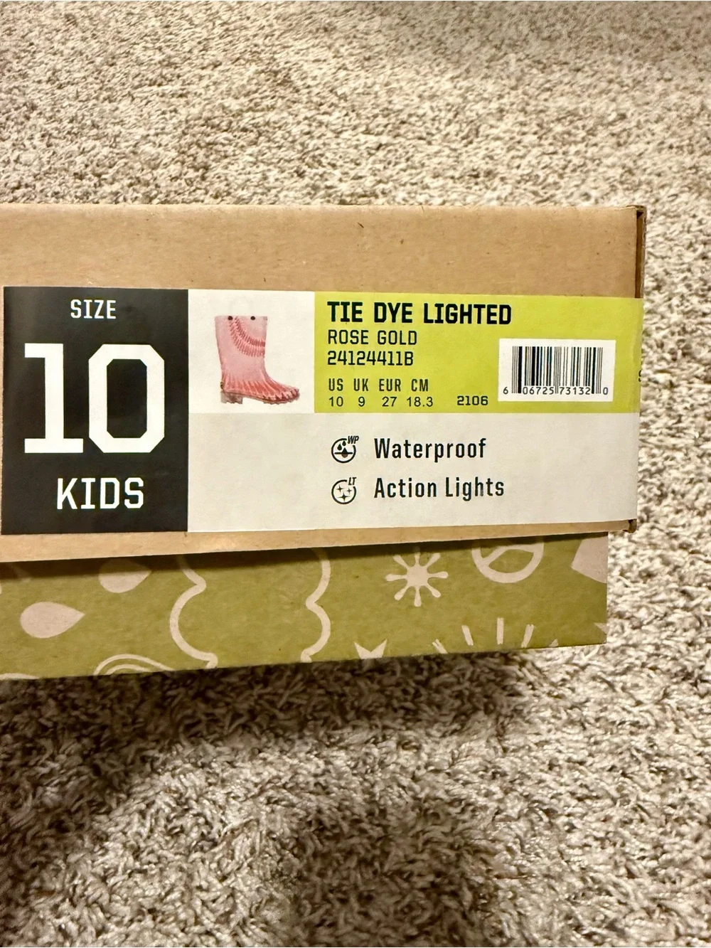 Western Chief NWT Girls' Pink Tye Dye Rain Boots Size 10 toddler